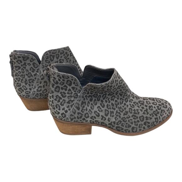 Michael by Michael Shannon Nadya Gray Suede Leopard Low Heel Booties SZ 8